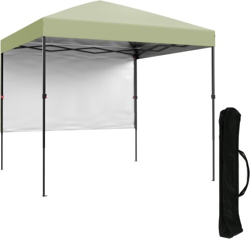 Euker ワンタッチタープテント 1.8x1.8m 組立て簡単 高耐水加工＆UVカット 遮熱 日よけ サイドシート付属 収納バッグ付 キャンプ アウトドア オリーブグリーン