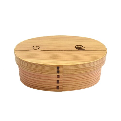 Rakuten - かのりゅう Design-結びフクロウ- 曲げわっぱお弁当箱S 約16.5×10×6cm S21-31-7s 木目