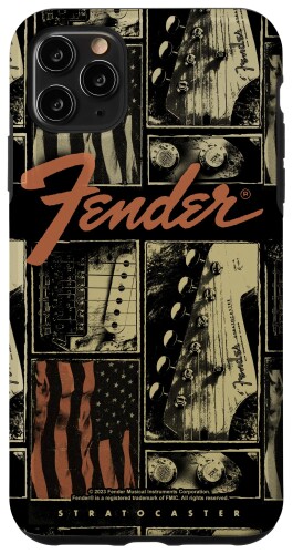 Fender Vintage Stratocaster Americana Distressed Collage スマホケース iPhone 11 Pro Max 用
