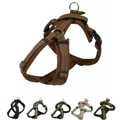 Harness Leash - Hakusan ゼロハーネス 負担軽減 犬用ハーネス サイズ調整可 簡単着脱 夜間反射材 軽量 通気 ハンドル付き ネームプレート XXS サイズ ブラウン