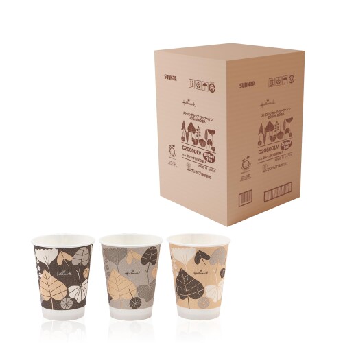 サンナップ 紙コップ 205ml 7oz 1500個(60個×25パック) リーフベイン 発泡断熱 対応蓋(CR2060AK) C2060DLV