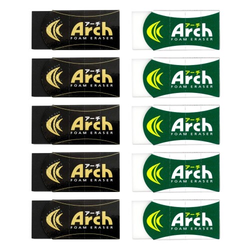 サクラクレパス 消しゴム アーチ60セット 各5個 RAF60(10)#49#50 白&黒 【セット内容】RAF60×5個入り、RAF60#49×5個入り 【新形状】アーチケースで、劇的に折れない! 【新配合】フォーム生地で、消字性能アップ! 【新触感】グリップが付いて持ちやすい! 【サイズ】45×19×10mm/重量12g 【アーチフォームイレーザーの特長】 ■新形状:アーチケースで劇的に折れない! ケース前部をアーチ形状にすることで、食い込み部分への負荷を大幅に軽減。 ■新配合:フォーム生地で消字性能アップ! プラスチック生地+特殊発泡体=フォーム生地 ■新触感:グリップがついてもちやすい。すべりにくく、軽い力で消せる。 【アーチブラック】 ブラックは本体が黒いので汚れが目立ちにくく、紙面上の消しくずも見えやすい! 商品コード20031998243商品名サクラクレパス 消しゴム アーチ60セット 各5個 RAF60(10)#49#50 白&amp;黒型番RAF60(10)#49#50サイズ60サイズ 10個入カラー白&amp;黒※他モールでも併売しているため、タイミングによって在庫切れの可能性がございます。その際は、別途ご連絡させていただきます。※他モールでも併売しているため、タイミングによって在庫切れの可能性がございます。その際は、別途ご連絡させていただきます。