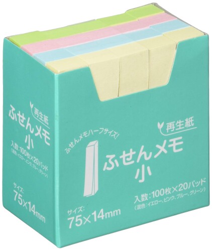 Label Paper - ハピラ 再生紙ふせんノート・角 75×14mm P7514