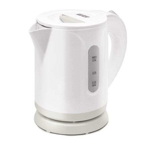 (プラス30日延長保証カード付) イトウ 電気ケトル コンパクトケトル 小型 0.8L 800W 自動電源OFF 空焚き防止 軽量 ホワイト×グレー