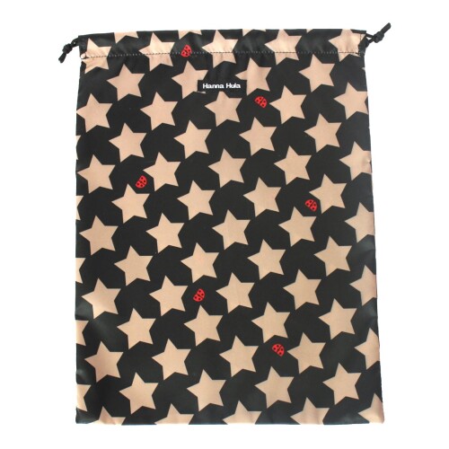 ハンナフラ(Hanna Hula) 消臭シューズケース ロックスターブラック 消臭巾着L 抗菌 撥水