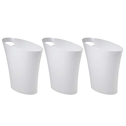 umbra スリムゴミ箱 楕円 ふたなし ペール ごみ箱 ダストボックス ホワイト 7.5L SKINNY 9981000218 3個セット umbra スリムゴミ箱 楕円 ふたなし ペール ごみ箱 ダストボックス ホワイト 7.5L SKINNY 9981000218 3個セット