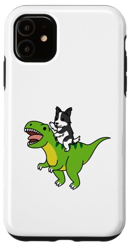 Rakuten - iPhone 11 ボーダーコリー 乗馬 ティレックス 恐竜 犬 スマホケース