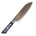 匠美風 包丁 日本製 三徳包丁 関の刃物 金彩彫り 青海波 其の1 170mm モリブデン 鋼 AUS-8 三徳 Japanese knife 江戸小紋 700