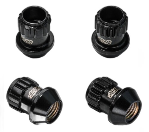 無限(Mugen) RACING LOCK NUT M12 SHORT レーシングロックナット M12×P1.5 L=28(キーアダプター:17/19HEX) ブラック 08184-XG8-K2S0-BL