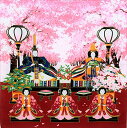 丸全 風呂敷 綿風呂敷 雛段桜の森 赤 約50×50cm 日本製 簡単に包める お弁当包み 軽くて便利 国産 コンパクト商品