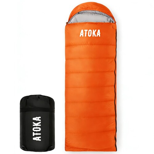 寝袋 2026新登場 ATOKA シュラフ 封筒型 キャンプ アウトドア 軽量 保温 防災 防寒 冬用 1.0Kg 1.4Kg 1.8Kg 簡易防水 オールシーズン mannishboy-24876404 マニッシュボーイ パッケージ画像