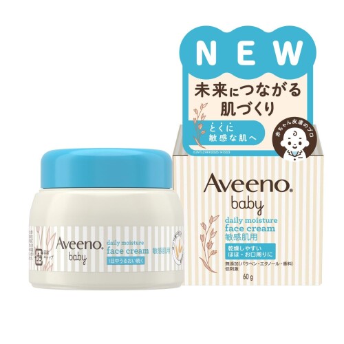 アビーノベビー (Aveeno Baby) デイリーモイスチャー フェイスクリーム 60g 日本初上陸 高保湿 超乾燥肌 超敏感肌 低刺激 【3種のオーツ麦配合で高保湿ケア】 厳選した3種のオーツ麦(カラスムギ穀粒(保湿)、カラスムギ穀粒エキス(保湿)、カラスムギ穀粒油(保湿))を独自配合。乾燥しやすい赤ちゃんの頬や口まわりを集中保湿し、バリア機能をサポート。敏感肌にうるおいを与え、肌荒れを防ぐベビー用高保湿フェイスクリームです。 【新生児から使える敏感肌処方】 80年以上の皮膚科学研究に基づいて開発され、生後1日目から使える低刺激処方。肌にすっとなじみベタつかず、乾燥が気になる部分にしっかりうるおいを届けます。敏感肌や乾燥肌の赤ちゃんにおすすめのフェイスケアです。(研究期間は分割前の旧グループ会社における研究実績を含む) 【敏感肌対応のやさしい処方】 無香料・無着色・パラベンフリー・エタノールフリーでアレルギーテスト済み。顔用に特化した高保湿処方で、乾燥による肌荒れや赤みを防ぎます。(すべての方にアレルギーが起こらないわけではありません) 【世界で愛される敏感肌ブランド】 1945年に誕生したAveenoは、オーツ麦の保湿効果に着目し、アビーノベビーは80以上にわたる臨床研究を実施。24か国以上で展開される敏感肌ケアブランドとして、世界中の赤ちゃんと家族に選ばれており、日本でも敏感肌に配慮したスキンケアをお届けします。(保湿成分) 【赤ちゃんも大人も使えるフェイスクリーム】 赤ちゃんの顔用保湿クリームとしてはもちろん、敏感肌の大人にもお使いいただけます。乾燥しやすい頬・口まわりの集中ケアに適しており、家族でシェアできるスキンケアアイテム。コンパクトな60gサイズで、外出時の持ち運びにも便利です。 商品紹介 皮膚科学の視点から、特に敏感な赤ちゃんの肌の為に、厳選された「3種のオーツ麦*1~3」を独自配合。乾燥しやすい赤ちゃんの頬やお口回りには、ボディローションよりさらに高保湿なフェイスクリームでしっかり保湿&集中ケア。 (1) オーツ麦粉*2:肌にうるおいを与えます (2)オーツ麦エキス*3:乾燥による肌荒れを防ぎます (3)オーツ麦油*4:肌の水分を閉じ込めて、敏感な肌のバリア機能をサポートします *1カラスムギ穀粒(保湿) *2カラスムギ穀粒エキス(保湿) *3カラスムギ穀粒油(保湿) 使用方法 【使い方】容器のキャップをひねって外し、クオリティシールを取り外します。クオリティシールが破れている場合は、製品を使用しないでください。適量を手に取り、顔全体に均等に広げます。 安全警告 【ご注意】 ■お肌に異常が生じていないかよく注意して使用してください。使用中及び使用した肌に直射日光があたって、赤み、はれ、かゆみ、刺激、色抜け(白斑等)や黒ずみ等の異常があらわれたら使用を中止し、皮フ科医等に相談してください。使い続けると症状が悪化することがあります。 ■お肌に合わないとき、また、傷、腫物、発疹等異常のある部位には使わないでください。 ■極端に高温や低温 ■多湿な場所 ■直射日光の当たる場所には置かないでください。 ■幼児の手の届かないところに保管してください。 ■目の周りを避けてご使用ください。 ■必ず保護者の監視のもとで使用させてください。 商品コード20081660313商品名アビーノベビー (Aveeno Baby) デイリーモイスチャー フェイスクリーム 60g 日本初上陸 高保湿 超乾燥肌 超敏感肌 低刺激サイズ60gカラークリーム※他モールでも併売しているため、タイミングによって在庫切れの可能性がございます。その際は、別途ご連絡させていただきます。※他モールでも併売しているため、タイミングによって在庫切れの可能性がございます。その際は、別途ご連絡させていただきます。