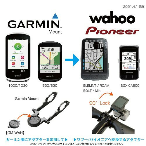 (レックマウント)ワフー/パイオニア 用 サイクルコンピューター アダプター(ガーミン マウント→ wahoo/Pioneer)ELEMNT/ROAM/BOLT/Mini/SGX-CA600 へ変換 2
