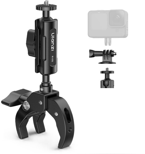 Ulanzi R105 Y型 スーパークランプ 360°回転 金属製 カメラマウント 一体式 カメラグリッパー ホルダー1/4”ネジ 自転車・バイク・オートバイクリップマウント GoPro用アクセサリー アクションカメラ用マウント付き iPhone/Android アクションカメラ/液晶モニター/ミラーレス/デジタルカメラ/ビデオカメラに対応 【安定性向上】3爪構造を採用し、ズレにくく高い安定性を実現しました。クリップのシリコンパッドは接着式ではなく埋め込み式のため、よりしっかり固定でき、滑りを防ぎます。クランプ部とアーム部の接続は一体型設計で、ネジ接続式に比べて緩みにくく、固定力も向上しています。 【高い汎用性・多用途】アクションカメラ用マウントが付属。クリップ背面の1/4インチおよび3/8インチネジにより、コンパクトカメラ、モニター、LEDビデオライト、マイク、フラッシュライトなどの装着が可能です。最大開口55mmのクリップは、ポールなどへのアクセサリー固定に便利で、ポール、テーブル、バイク、自転車、オートバイのハンドルなど幅広い場所に対応します。 【高品質アルミ素材】高強度アルミニウム合金をCNC精密加工し、アルマイト処理を施した堅牢設計。耐久性に優れ、クリップ部分には傷防止用のゴムパッドを内蔵しています。コンパクトサイズで持ち運びにも便利です。 【360°角度調整】サイズ:180×76×12mm、重量:約241g。マジックアームには上下2つのボールヘッドを搭載し、360°の角度調整が可能。ノブ操作でモニターなどの位置を自由に調整できます。クリップ最大開口は55mm、耐荷重は1kg。Insta360、DJI、Osmo Action、GoPro などの機器に対応します。 商品コード20081732322商品名Ulanzi R105 Y型 スーパークランプ 360&deg;回転 金属製 カメラマウント 一体式 カメラグリッパー ホルダー1/4&rdquo;ネジ 自転車・バイク・オートバイクリップマウント GoPro用アクセサリー アクションカメラ用マウント付き iPhone/Android アクションカメラ/液晶モニター/ミラーレス/デジタルカメラ/ビデオカメラに対応型番C057カラーブラック※他モールでも併売しているため、タイミングによって在庫切れの可能性がございます。その際は、別途ご連絡させていただきます。※他モールでも併売しているため、タイミングによって在庫切れの可能性がございます。その際は、別途ご連絡させていただきます。