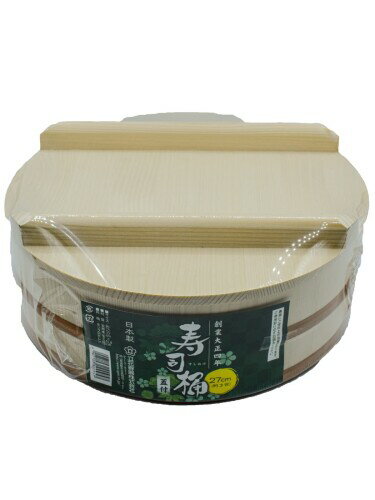 立花容器 寿司桶 プラスチックタガ 蓋付 飯台 日本製 約27cm 約3合 ナチュラル