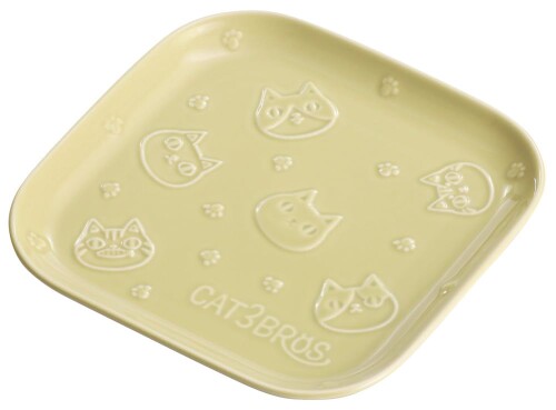 Rakuten - セラミック藍 猫3兄弟 レリーフパン皿 ベージュ サイズ：約W19 D19 H2.4 23220