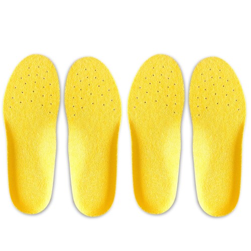 (アクティカ) キッズ靴のサイズ調整に 抗菌タオル素材 子供 スニーカーカップインソール 2足セット キッズスニーカー イエロー M(17-19cm)