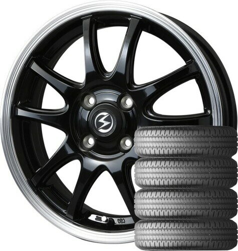 S-HOLD S-5V (14×4.5J 4-100 +45) ブラック/リムポリッシュ + BRIDGESTONE(ブリヂストン) NEWNO 155/65R14