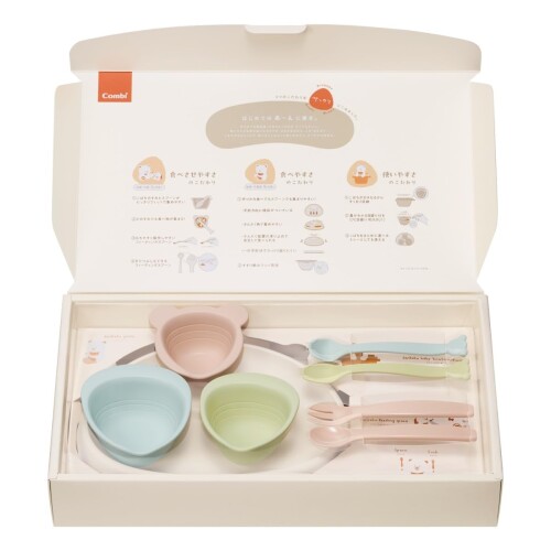 Combi コンビ ベビー食器 パクッを楽しく さんかく食器セット ブルーム 出産準備やお祝いに 8点セット