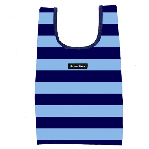 Shopping Bags, Ecology Bags - ポケッタブルトートバッグ Sサイズ ボーダーネイビー 折りたたみ 軽量