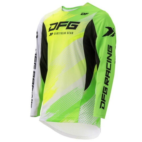 (ダートフリーク) DFG ワークス ジャージ レースイエロー XSサイズ MXレース EDレース 4WAYストレッチ生地採用 全身に縦横4方向に伸縮する、4WAYストレッチ生地を採用。 立体編みのストレッチメッシュ生地は肌触りが良い吸汗速乾生地。 運動性と耐久性を極限まで追求したレーシングモデル。 腕から脇腹にかけて、通気性が高く速乾性のあるメッシュ生地を採用。 ライダーのオーバーヒートを積極的に冷却する。 襟元はパターンを極力無くしたシームレス加工。首まわりの生地の余りを抑え、ムレや熱のこもりを軽減。 袖口はシームレス加工によりライダーの手首の動きを妨げない。 背中の丈を長くしたドロップテールデザインにより、ジャージの裾がパンツからはみ出るのを防止。 プロライダーの要望によって誕生したレーシングモトクロスジャージ。 通気性に優れる、軽量ストレッチメッシュ素材を採用し、激しい動きに追従。 ライダーに余計なストレスを与えず、体力の消耗を防ぎ、常に攻め続ける事ができるハイパフォーマンス仕様。 前傾姿勢で肘を上げて胸を張るアタックポジションを想定したパターンを採用。 商品コード20082250361商品名(ダートフリーク) DFG ワークス ジャージ レースイエロー XSサイズ MXレース EDレース 4WAYストレッチ生地採用型番G6672サイズXSカラーレースイエロー※他モールでも併売しているため、タイミングによって在庫切れの可能性がございます。その際は、別途ご連絡させていただきます。※他モールでも併売しているため、タイミングによって在庫切れの可能性がございます。その際は、別途ご連絡させていただきます。