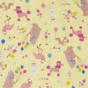 KIYOHARA 撥水 加工 生地 オックス 動物 110cm巾×1mカットCR クリーム 入学 入園グッズ 3点 が作れる レシピ 付き WRAN-1M