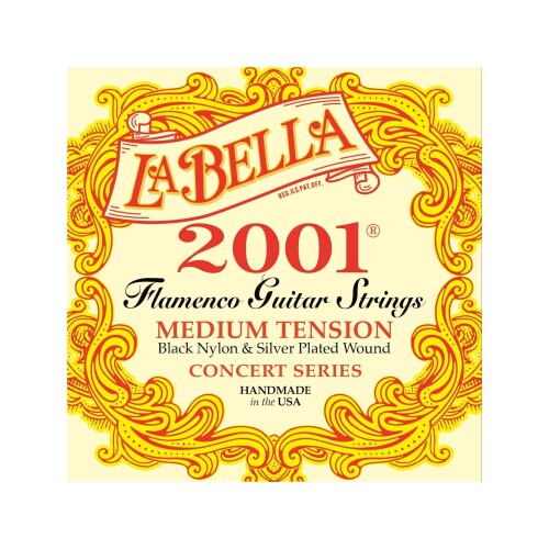民謠吉他 - La Bella 2001 Flamenco Medium Tension/Black Nylon+Silver Plated