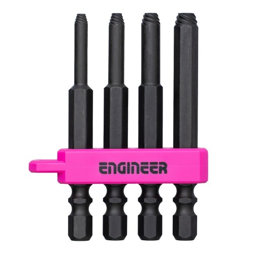 エンジニア ネジモグラ ミドルセット PINK&BLACK 7本組 六角穴対辺0.89-5mm用 DBZ-403P 「PINK&BLACK」シリーズ。潰れた六角穴付きボルトを叩かず外せるネジモグラ ミドルの4本セット。 新設計の先端形状により、六角穴にガッチリ喰い込み、潰れた六角穴付きボルトを叩かず外せます。 お手持ちのドリルで下穴をあけることで、あらゆるネジを外せます。 対応ネジ:対辺2.5、3、4、5mmの六角穴付きボルト 軸対辺:6.35mm / 全長:65mm 「PINK&BLACK」シリーズ。 潰れた六角穴付きボルトを叩かず外せるネジモグラ ミドルの4本セット。 【特徴】 新設計の先端形状により、六角穴にガッチリ喰い込み、潰れた六角穴付きボルトを叩かず外せます。 ホーローセットにも使える細軸仕様。 電動ドライバーでも使用できます。 お手持ちのドリルで下穴をあけることで、あらゆるネジを外せます。 収納、持ち運びに便利な専用ビットホルダー付き。 ※錆や接着剤などで完全に固着したネジには使用できない場合があります。 【用途】 潰れた六角穴付きボルトの取り外しに。 現場での修理、整備、自動車、バイク、自転車のメンテナンス、日曜大工に。 【スペック】 セット点数:4 セット内容:DBZ-425、DBZ-430、DBZ-440、DBZ-450 対応ネジ:対辺2.5、3、4、5mmの六角穴付きボルト 軸対辺:6.35mm 全長:65mm 重量:60g 材質:本体/炭素鋼 商品コード20081546391商品名エンジニア ネジモグラ ミドルセット PINK&amp;BLACK 7本組 六角穴対辺0.89-5mm用 DBZ-403P型番DBZ-403Pカラーピンク※他モールでも併売しているため、タイミングによって在庫切れの可能性がございます。その際は、別途ご連絡させていただきます。※他モールでも併売しているため、タイミングによって在庫切れの可能性がございます。その際は、別途ご連絡させていただきます。