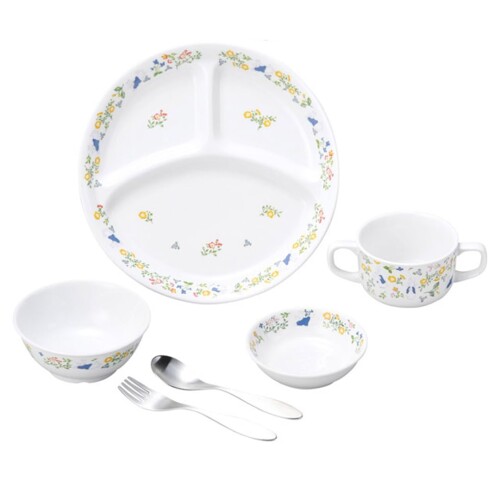 OGISO(おぎそ) ピーターラビット ナチュラルガーデン 強化磁器食器4点&スプーンフォークセット (食洗機・レンジ対応)