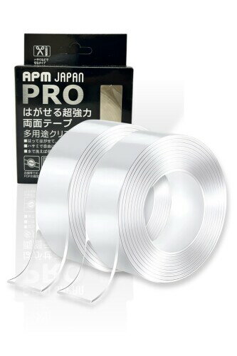 Rakuten - APMジャパン PRO 魔法のテープ はがせる 超強力 両面テープ 厚み2mm×幅3cm×長さ3m 2巻セット (魔法テープ 3m 超強力 透明両面テープ)