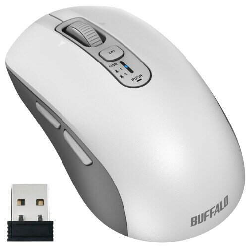 バッファロー ワイヤレス マウス 静音 高速スクロール 横スクロール チルト 5ボタン BlueLED Bluetooth 無線 マルチペアリング 3台 ホワイト BSMBB705WH