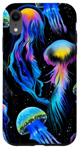 Rakuten - iPhone XR クラゲ カラフル ネオン スマホケース