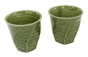 美濃焼 和風カフェシリーズ 荒けずりねじり 湯呑 緑彩色吹墨 2個セット MZ-0562
