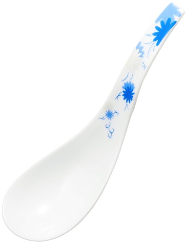 有田焼 幸楽窯 「 究極の レンゲ 」 ラーメン用 ブーケ(ブルー) 直径約16cm れんげスプーン 蓮華 陶器 食洗機対応 日本製 R2208