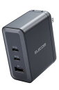 エレコム USB PD 充電器 100W 3ポート Type-C USB-A GaN採用 PPS対応 3台同時充電 折りたたみ式プラグ PSE技術基準適合 (iPhone 16 15 iPad Macbook パソコンなど対応) ブラック EC-AC65100BK