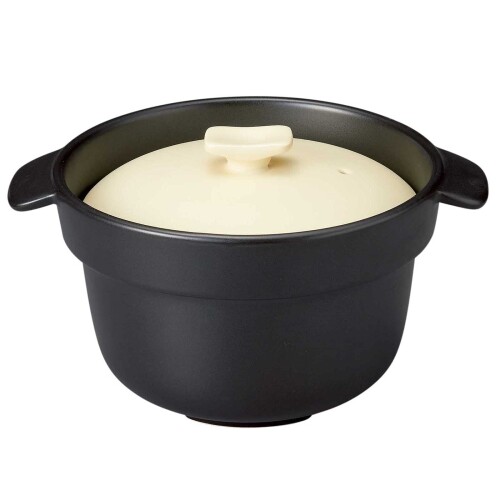 萬古焼 レンジ 炊飯釜 3合炊き 約1600ml 電子レンジ オーブン 直火対応 クリーム 日本製 18237