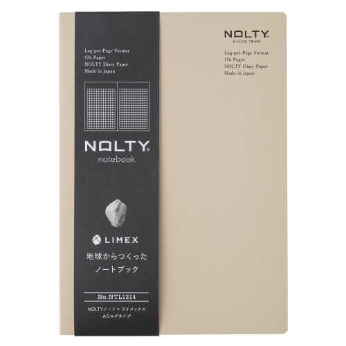 日本能率協会マネジメントセンター 能率 NOLTYノート×ライメックス A5 ログタイプ ソイルベージュ NTL1214 【サステナブルな進化系ノート】水に強く、破れにくい、石灰石からできた革命的新素材LIMEXを表紙に採用した進化系ノートブック。石灰石は地球上に多数あり、森林を伐採せず、水をほぼ使わず紙を代替え。CO2排出量も抑制できて、地球にやさしい素材です。G7広島サミットのサミットバッグに入れる記念品に採用されました。 【ページごと切り離せる】70年以上、手帳を作り続けてきたNOLTYの手帳品質のノート。製本には開きやすいオープンバック仕様を採用し、ページごとに切り離せる切取ミシン付きでスキャンや撮影がしやすく実用的です。 【ログタイプで使い方自由自在】3.5mmの方眼が入ったログタイプ。文字だけでなく、図表やイラストも書き込みやすく、ビジネス、学習、趣味、日記など幅広く活用できます。表紙が耐久性・耐水性に優れた素材なので、使い込んでも破れにくく、水をこぼしても拭き取れます。 【プレゼントやギフトにも】5つの地球色でサステナブルな未来へと発売されたNOLTYの本格ノート。実用的で長くご使用頂ける丈夫さ、たしかな書き心地で、普段ノートを使っている方に大変喜ばれます。日頃お世話になっているお礼、お返し、お祝いのプレゼントにも。 【商品詳細】カラー:ソイルベージュ / スタイル:ログタイプ / サイズ:A5 14.8×21×0.9cm / 重さ:205g / 176ページ / 品番:NTL1214 / 日本製 Made in Japan 水に強く、破れにくい。 石灰石からできた革命的新素材LIMEXを表紙に採用した進化系ノートブック。 5つの地球色で、サステナブルな未来へ。 NOLTYから。 素材 用紙:NOLTY ダイアリーペーパー(ホワイト) ※FSC(R) 認証紙 製本形式:糸綴じ製本 ( オープンバック仕様) 表紙素材:ライメックスシート(石灰石、樹脂) ■切取ミシン付き ページごとに切り離せる切取ミシン付き。スキャン ■撮影もしやすい。 ■開きやすい 製本には開きやすいオープンバック仕様を採用。 商品コード20081056433商品名日本能率協会マネジメントセンター 能率 NOLTYノート&times;ライメックス A5 ログタイプ ソイルベージュ NTL1214型番NTL1214カラーソイルベージュ※他モールでも併売しているため、タイミングによって在庫切れの可能性がございます。その際は、別途ご連絡させていただきます。※他モールでも併売しているため、タイミングによって在庫切れの可能性がございます。その際は、別途ご連絡させていただきます。