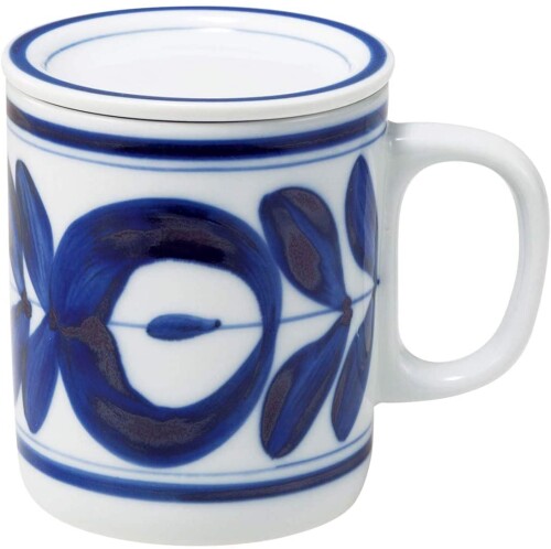 マニッシュボーイの西海陶器(Saikaitoki) 波佐見焼 マグカップ 蓋付 マジョリカ フラワー スーパーステンレス 茶こし付 容量約250ml 電子レンジ可 食洗機対応 日本製 10220｜アングル2