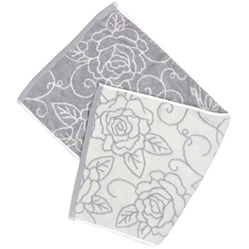 センコー(Senko) クリアローズ 2 タオル 約34×75cm グレー 薔薇 リバーシブル 両面 67812