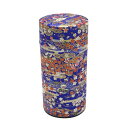 京都活具(Kyoto Katsugu) 和紙張り 茶缶 茶筒 日本製 (濃紺に梅桜扇金)