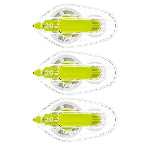 プラス 修正テープ ホワイパーLT 4mm×20m 3個セット 使いきり グリーン 49-570×3