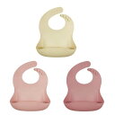 (パノス) シリコンエプロン 軽量 離乳食エプロン 食洗機可 丸め 薄い かろやかシリコンビブ3枚セット ベビー クリーム&ベビーピンク&ローズ ワンサイズ
