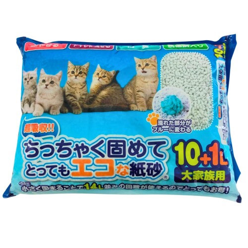 ペットライフクリエイト 猫砂 ちっちゃく固めてエコな紙砂 消臭 抗菌 大家族用 10+1L