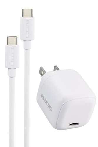 エレコム 充電器 Type-C 30W USB PD対応 USB-C 1ポート ケーブル付属 1.5m 折りたたみ式プラグ PSE認証 ホワイト EC-AC8130WH