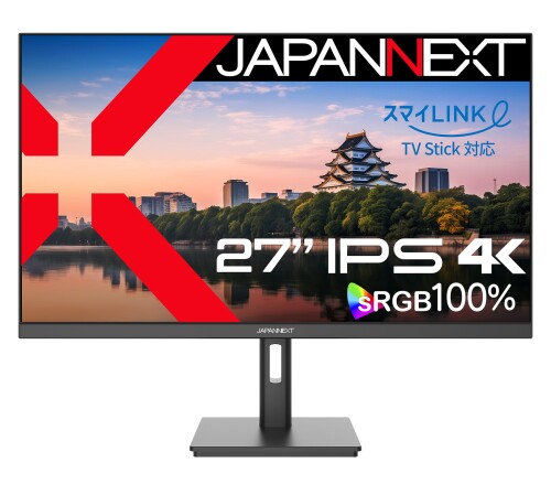 JAPANNEXT 27インチ モニター 4K UHD 3840x2160解像度 IPS ディスプレイ (KVM/HDMI/USB-C 給電 (65W) / DisplayPort/スピーカー内蔵/VESA対応/ブルーライトカット) JN-IPS27UHDR-OSG