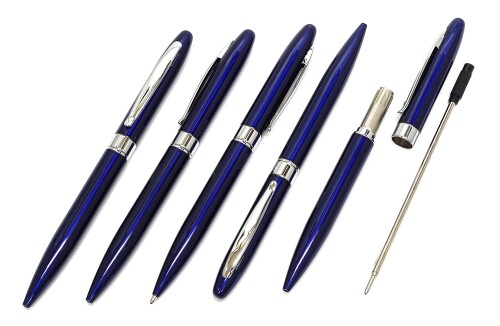 横ホックペンケース白 ラスティングピース金属回転式ボールペンセット 3個パック 青 T23-NK01W-TK23-L-3
