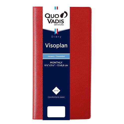 Quo Vadis - クオバディス 手帳 ダイアリー『ビソプラン/アンパラ』(月間ブロック・1月始まり・スリムサイズ 17×8.8cm)レッド QUOVADIS qv36701rd