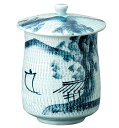 宗峰窯 寿司 湯のみ トチリ 山水 フタ付き ブルー 約300ml 489-08-453