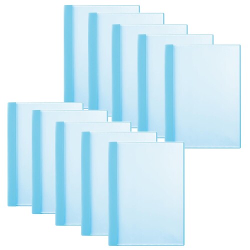 プラス ポケットファイル 通知表ファイル ヨコ入れ 10ポケット 10冊入り ライトブルー FL-198GD 79-971×10