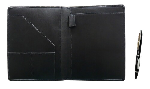 再生牛革B6ビジネスホルダー メタルスコーピィオン・ショッキングボールペンセット 黒 T23-LSB6BHA-B98..